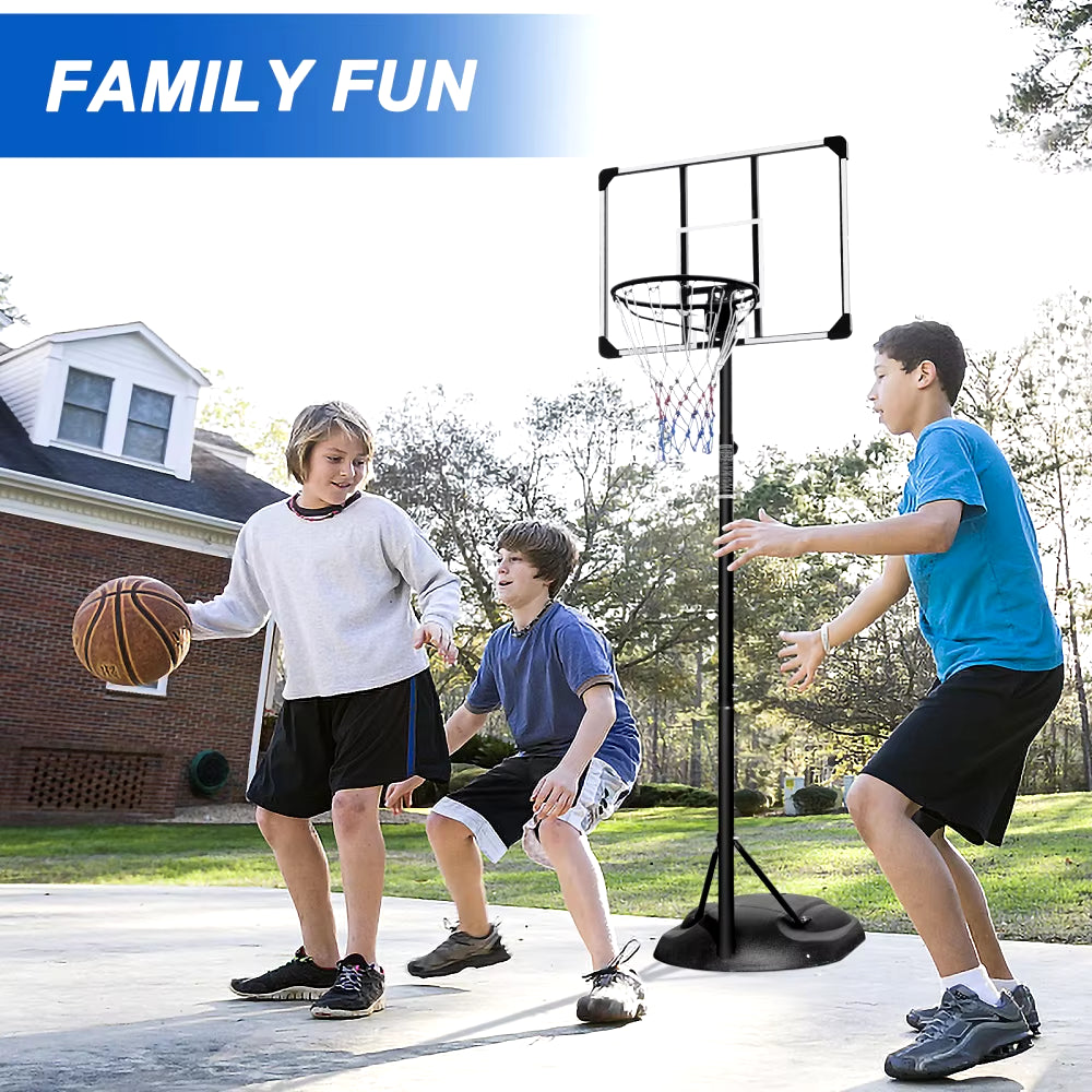 Portable Basketball Hoop System Stand Height Adjustable 7.5Ft - 9.2Ft 32 Inch Backboard Wheels for Youth Adults Indoor Outdoor