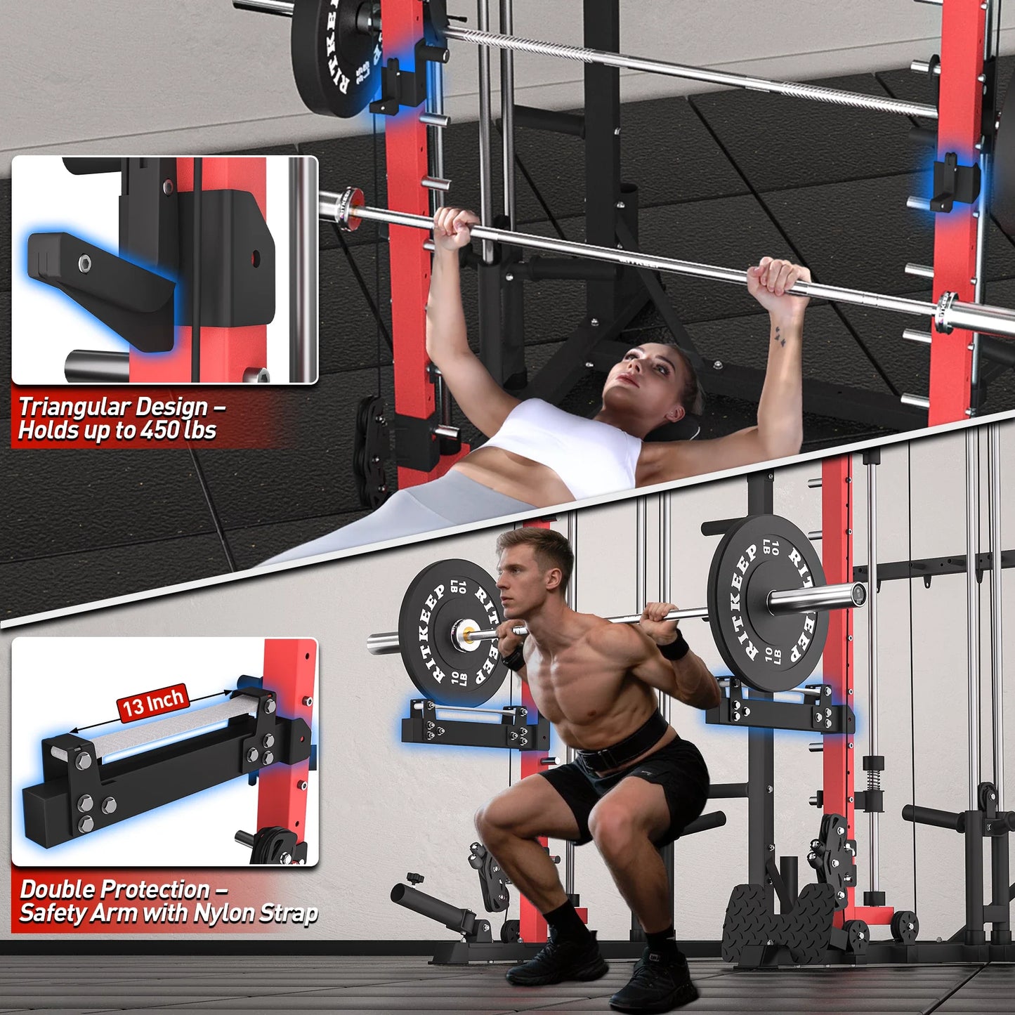 PMAX-4750 Dual Plate Loaded Squat Exercise Machine Gym Equipment Package